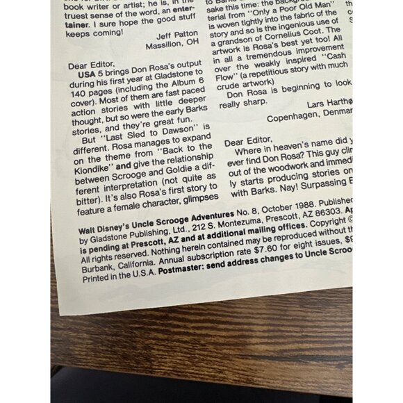 Walt Disney Uncle Scrooge Adventures #8 Comic October 1988 Bagged Boarded - Picture 4 of 5